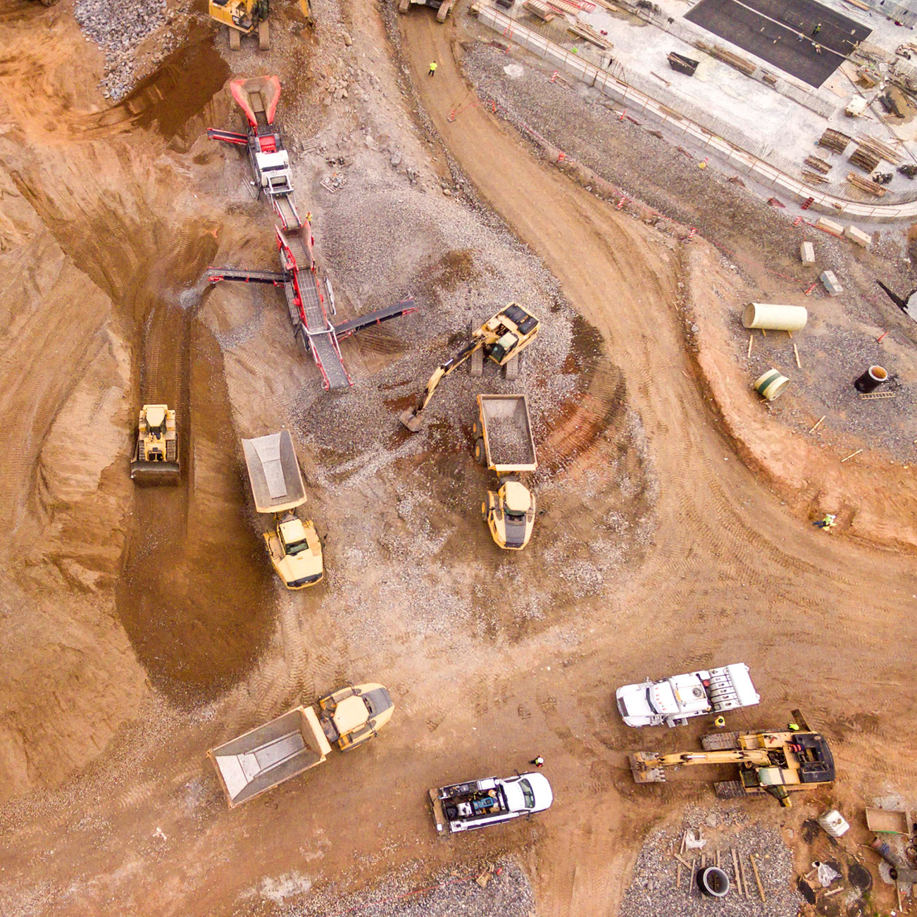 Aerial photo of construction site