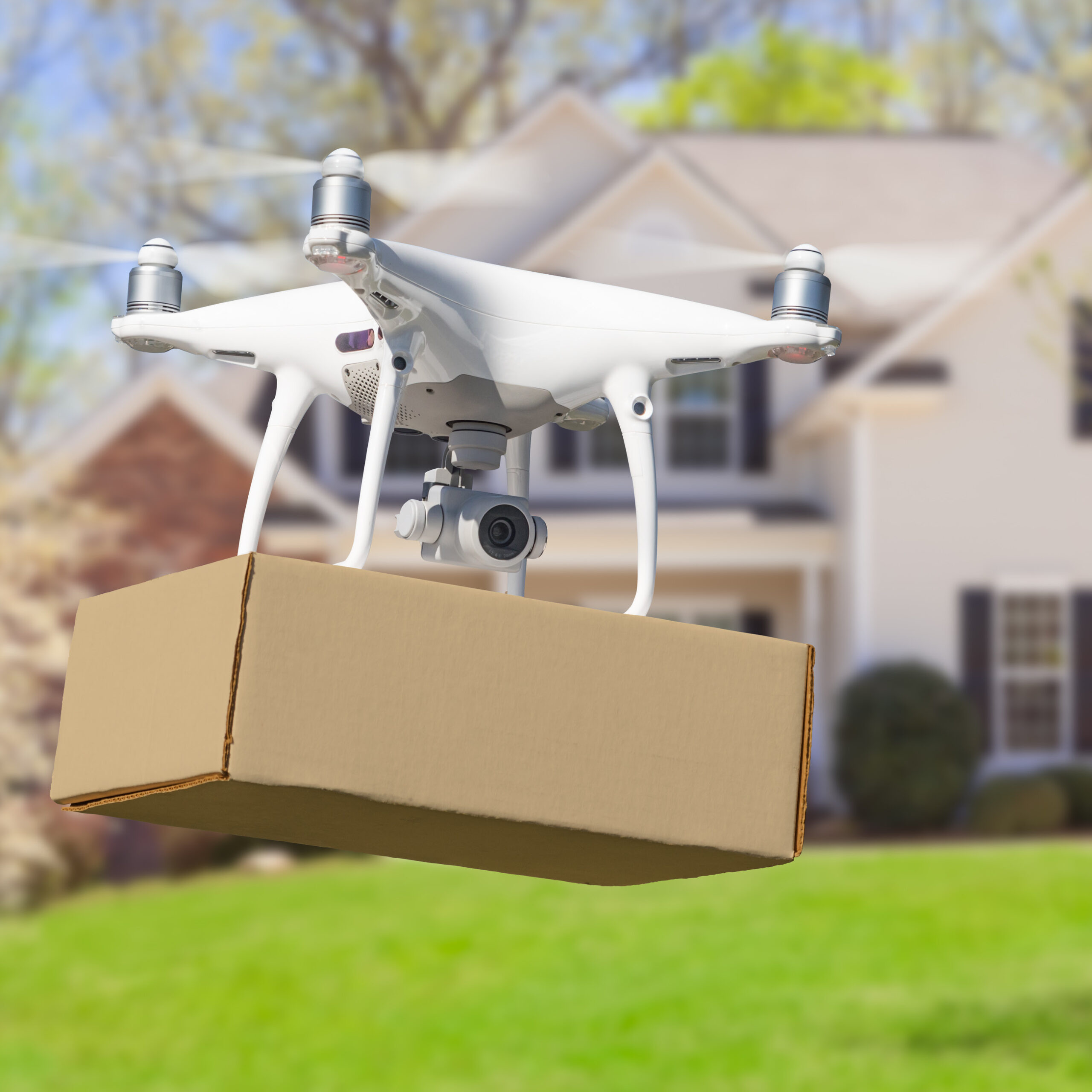 Drone delivering box to home