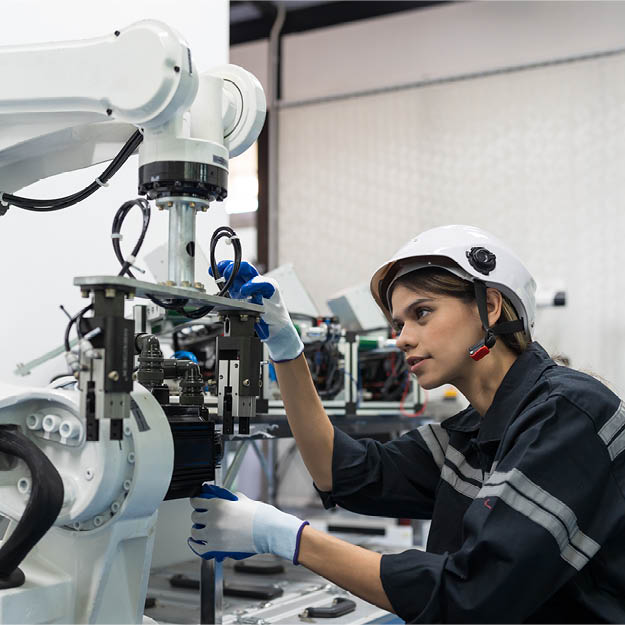 diverse female manufacturing employee
