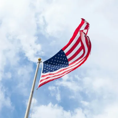 US flag waving in the sky