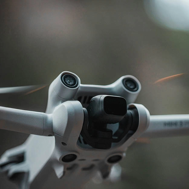 close up of the front of a drone