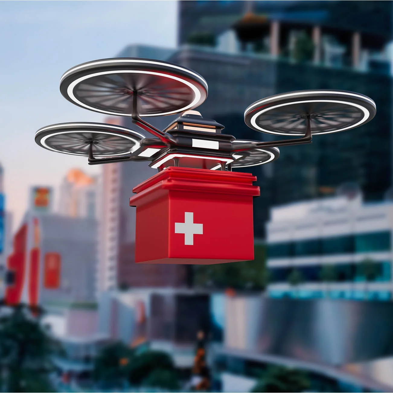 drone making a medical delivery