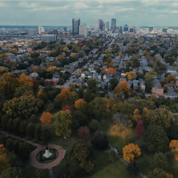 Drone aerial view of Columbus, Ohio