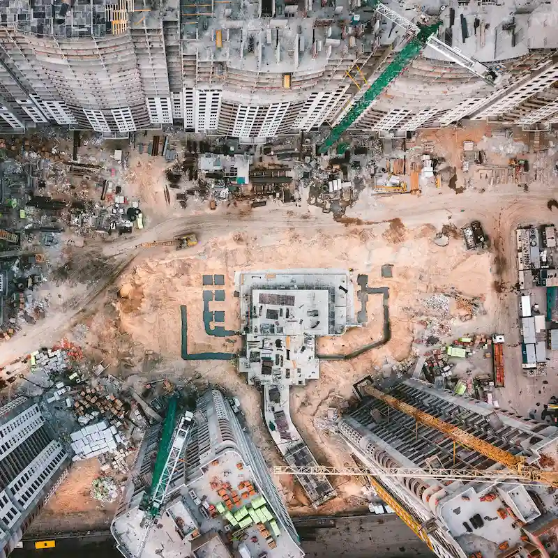aerial view of construction site