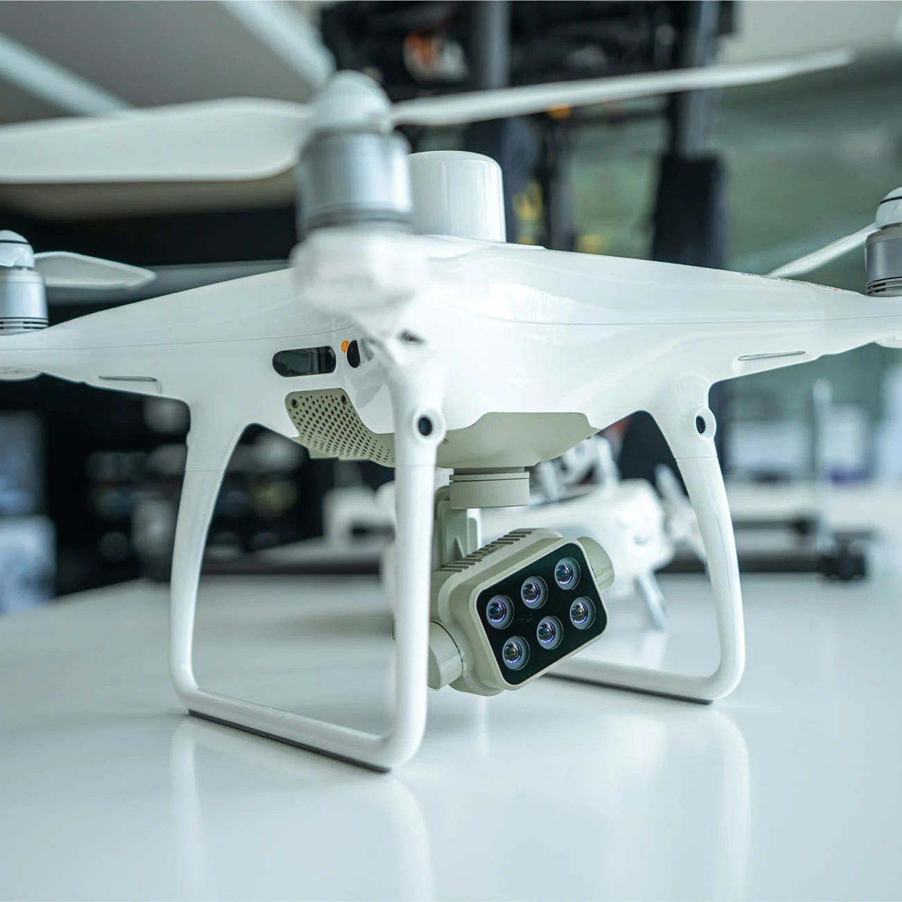 close up of white drone